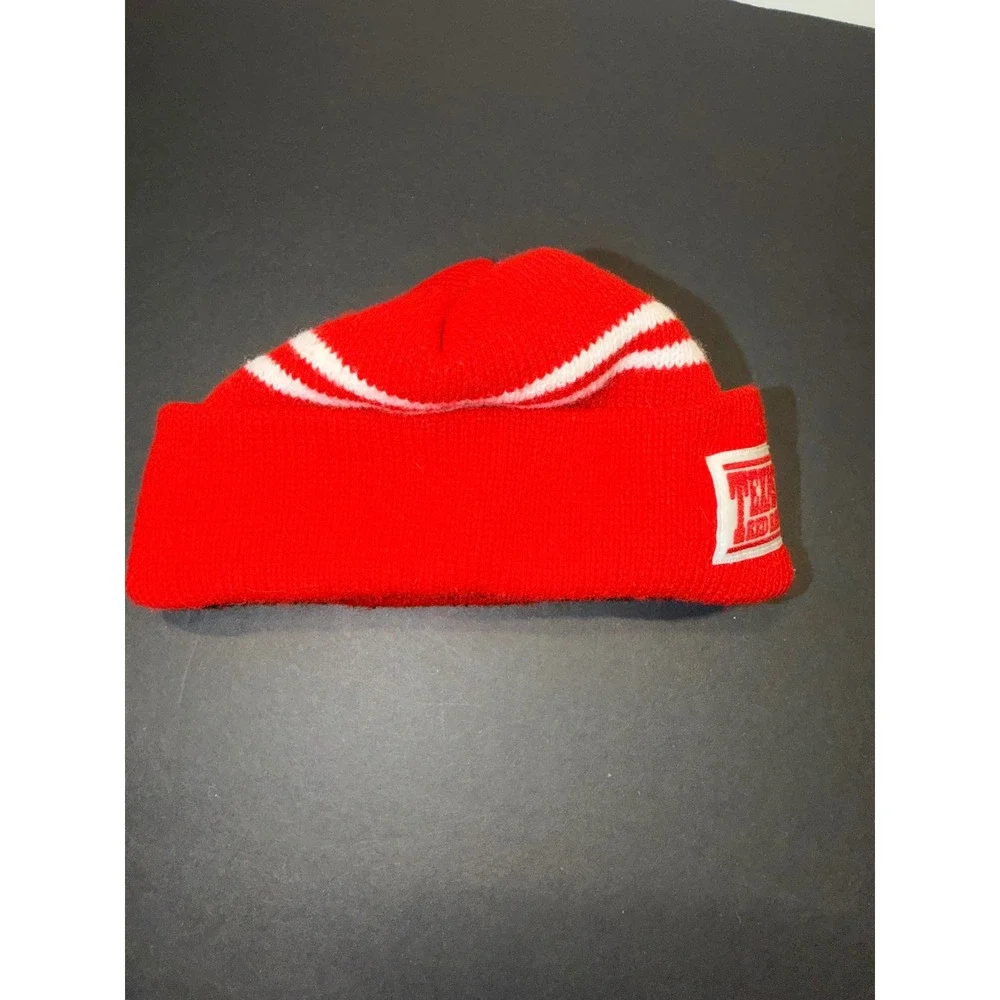 Vintage Lil Fan Texas Tech Red Raiders Beanie Striped Knit Cap USA Sz 2-7